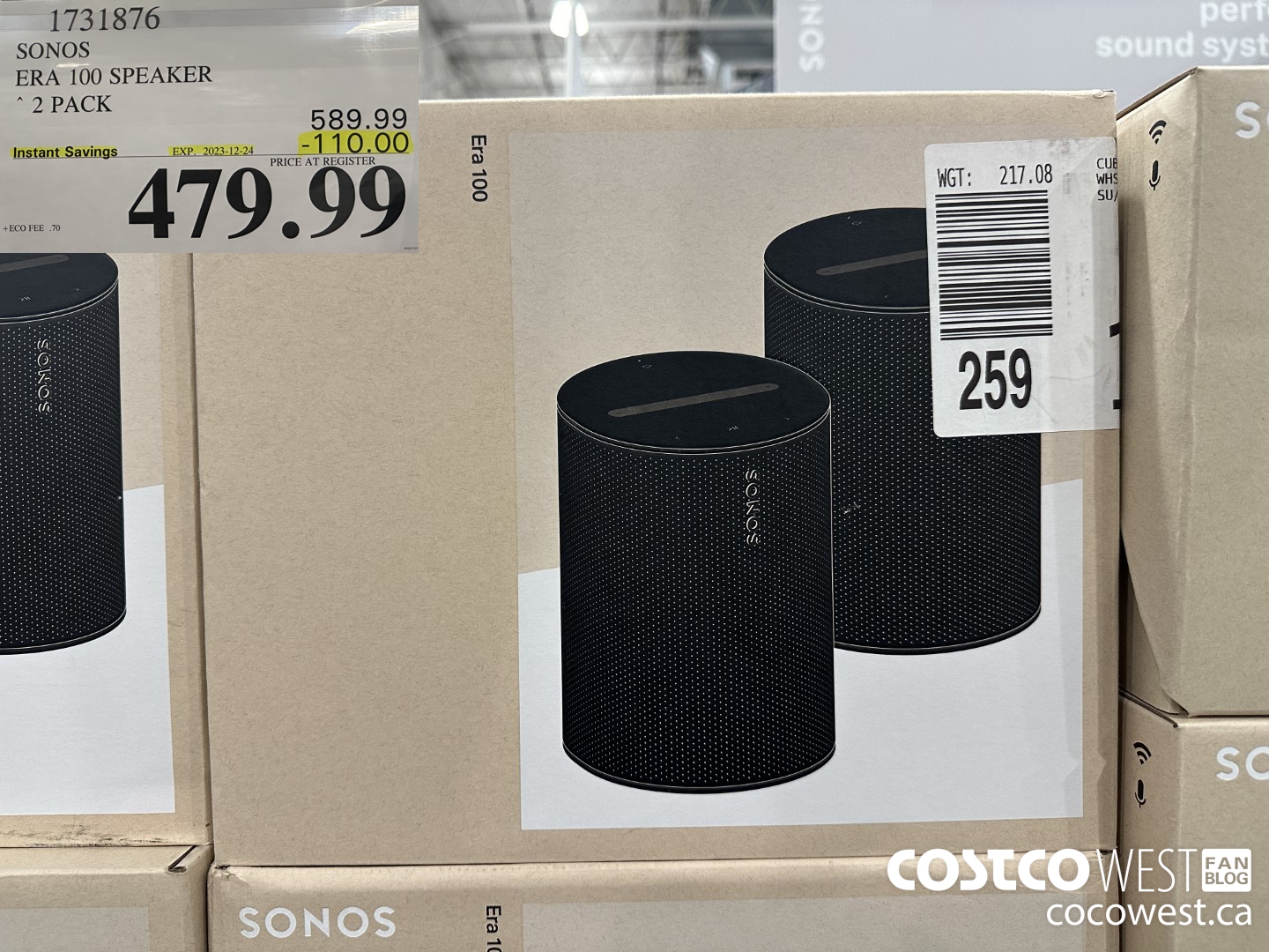 1731876 SONOS ERA 100 SPEAKER 2 PACK ($110.00 INSTANT SAVINGS EXPIRES ON 2023-12-24) $479.99