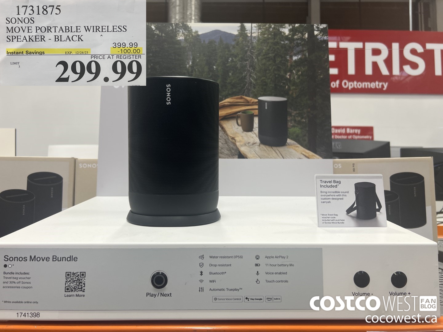 1731875 SONOS MOVE PORTABLE WIRELESS SPEAKER BLACK ($100.00 INSTANT SAVINGS EXPIRES ON 2023-12-24) $299.99