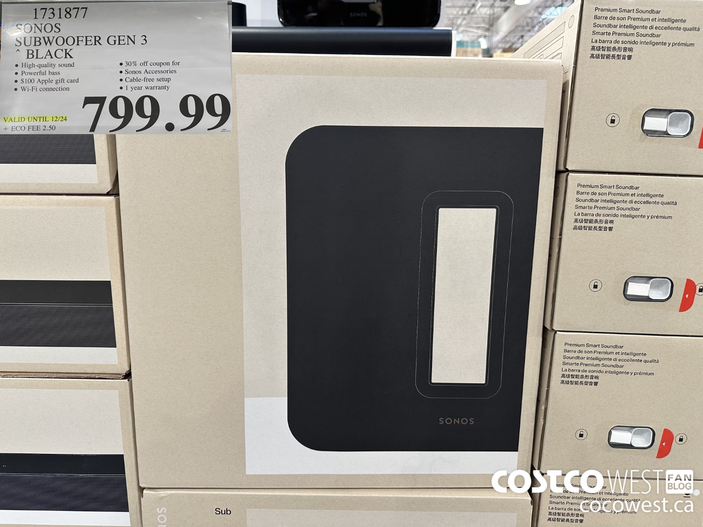 1731877 SONOS SUBWOOFER GEN 3 BLACK (EXPIRES ON 2023-12-24) $799.99