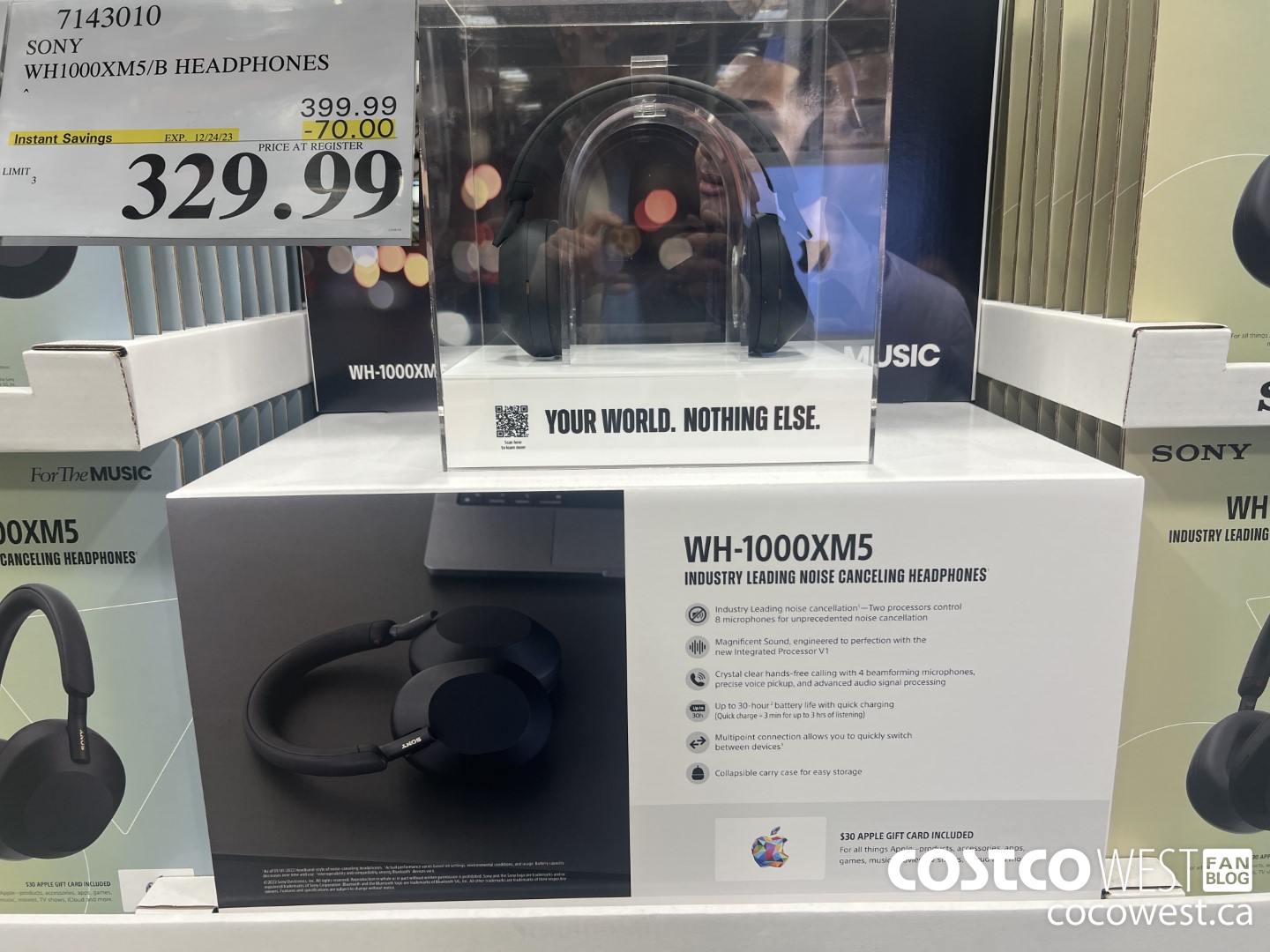 7143010 SONY WH1000XM5/B HEADPHONES ($70.00 INSTANT SAVINGS EXPIRES ON 2023-12-24) $329.99