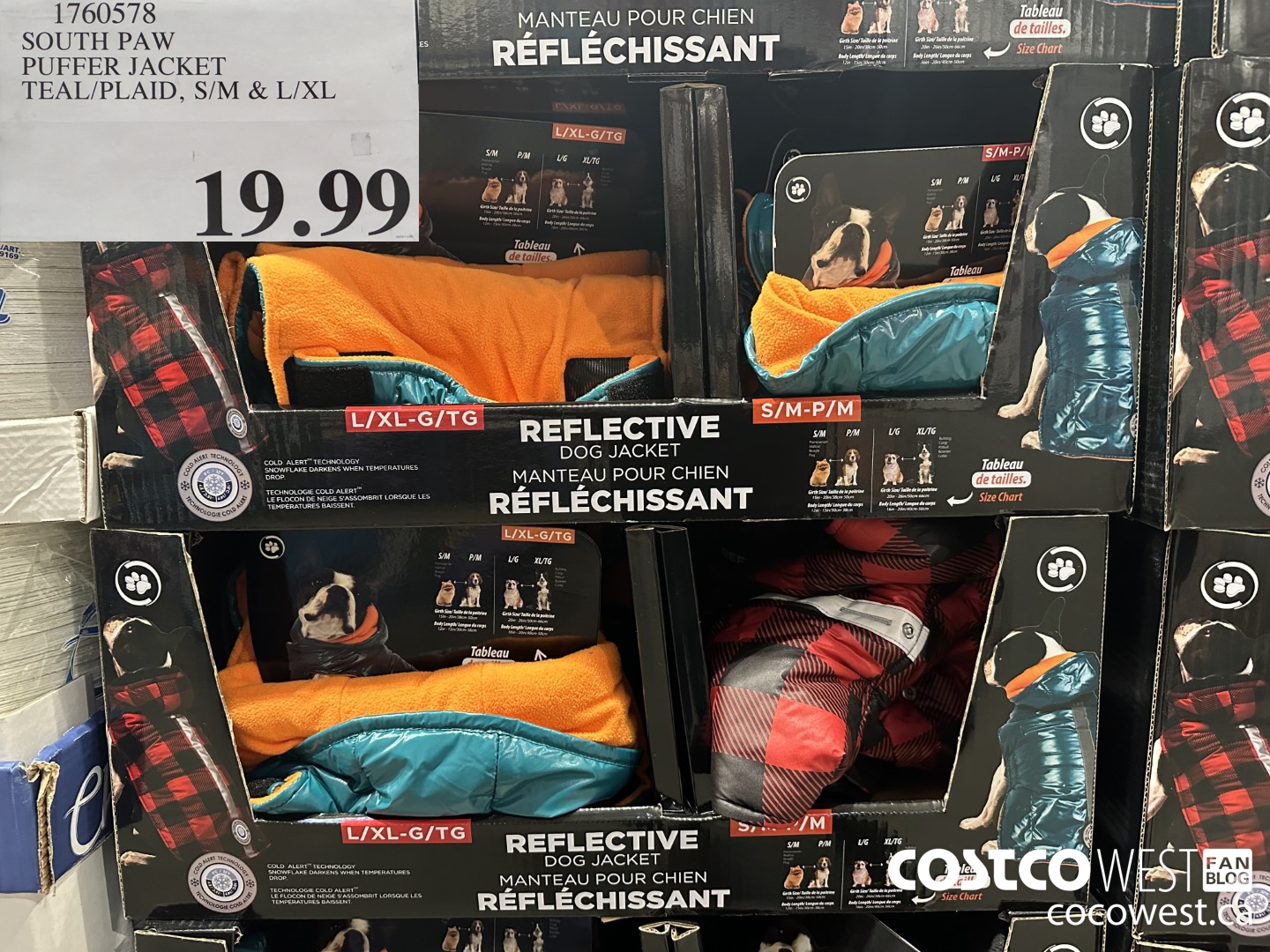 1760578 SOUTH PAW PUFFER JACKET TEAL/PLAID S/M & L/XL $19.99