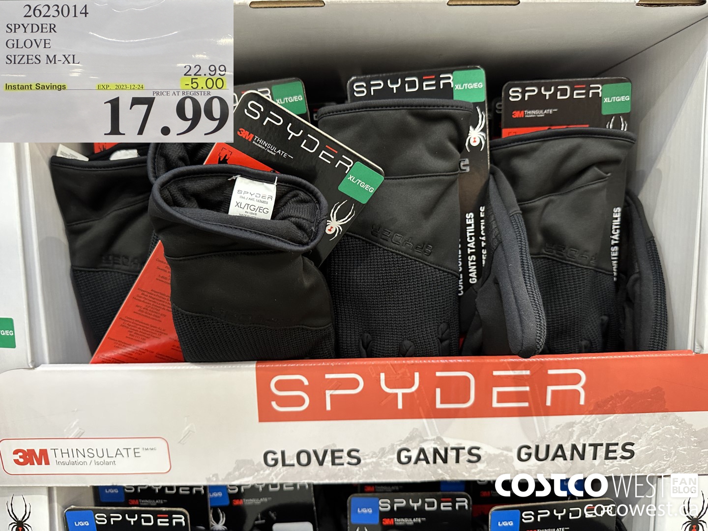 2623014 SPYDER GLOVE SIZES M-XL ($5.00 INSTANT SAVINGS EXPIRES ON 2023-12-24) $17.99