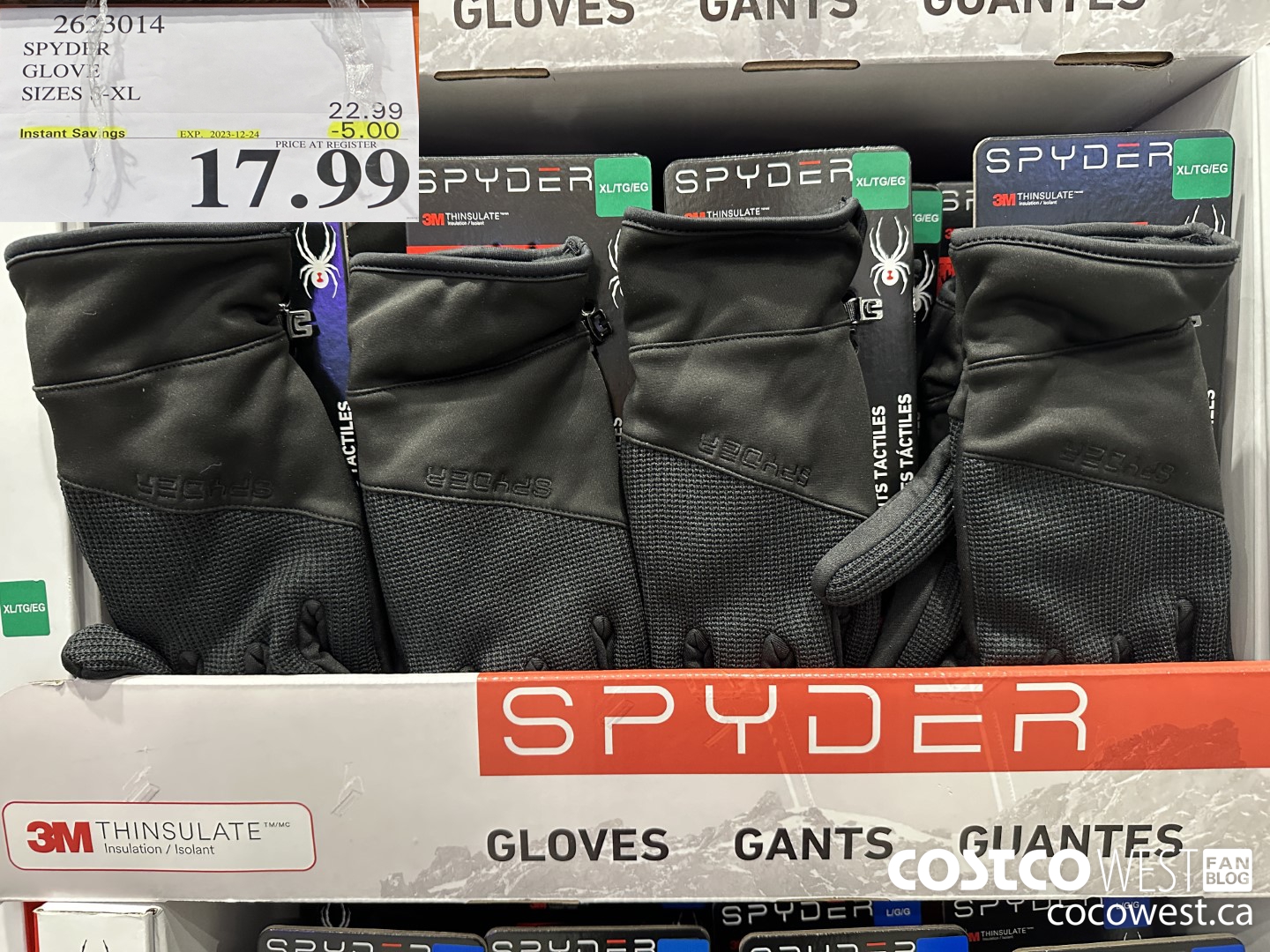 2623014 SPYDER GLOVE SIZES M-XL ($5.00 INSTANT SAVINGS EXPIRES ON 2023-12-24) $17.99