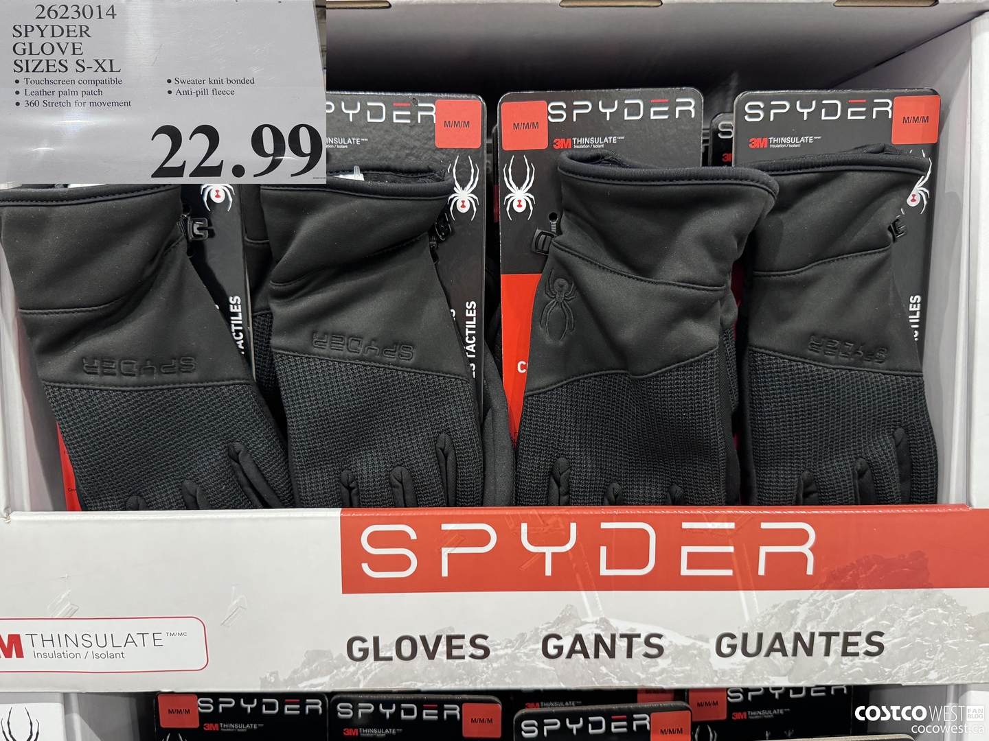 2623014 SPYDER GLOVE SIZES M-XL $22.99