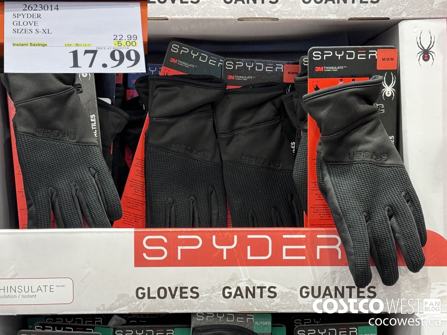 2623014 SPYDER GLOVE SIZES S-XL ($5.00 INSTANT SAVINGS EXPIRES ON 2023-12-17) $17.99