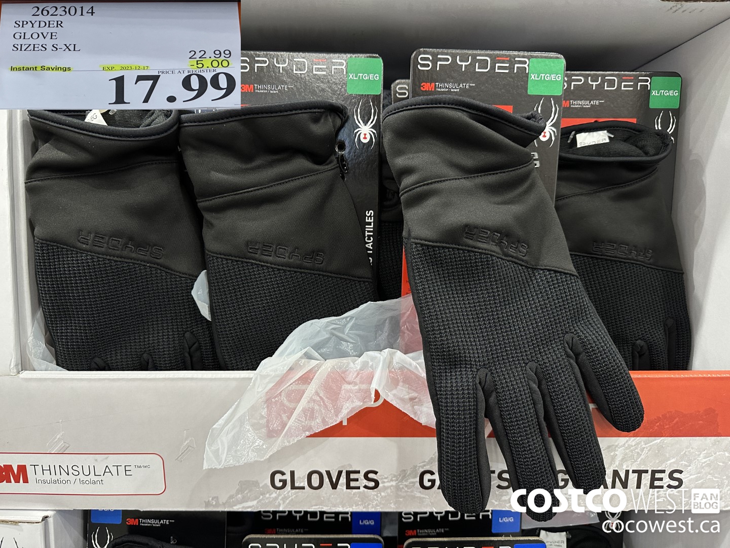 2623014 SPYDER GLOVE SIZES S-XL ($5.00 INSTANT SAVINGS EXPIRES ON 2023-12-17) $17.99