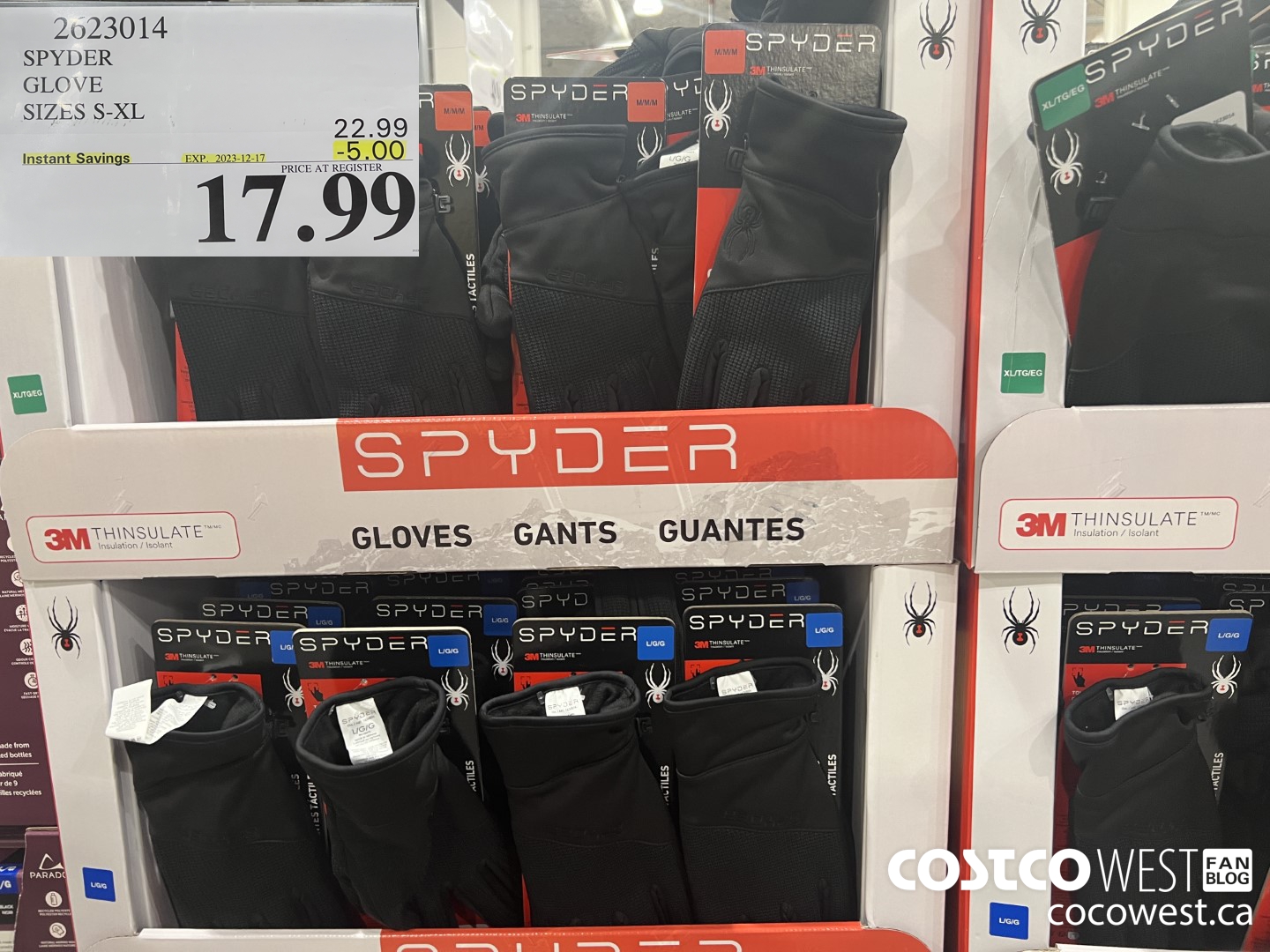 2623014 SPYDER GLOVE SIZES S-XL ($5.00 INSTANT SAVINGS EXPIRES ON 2023-12-17) $17.99