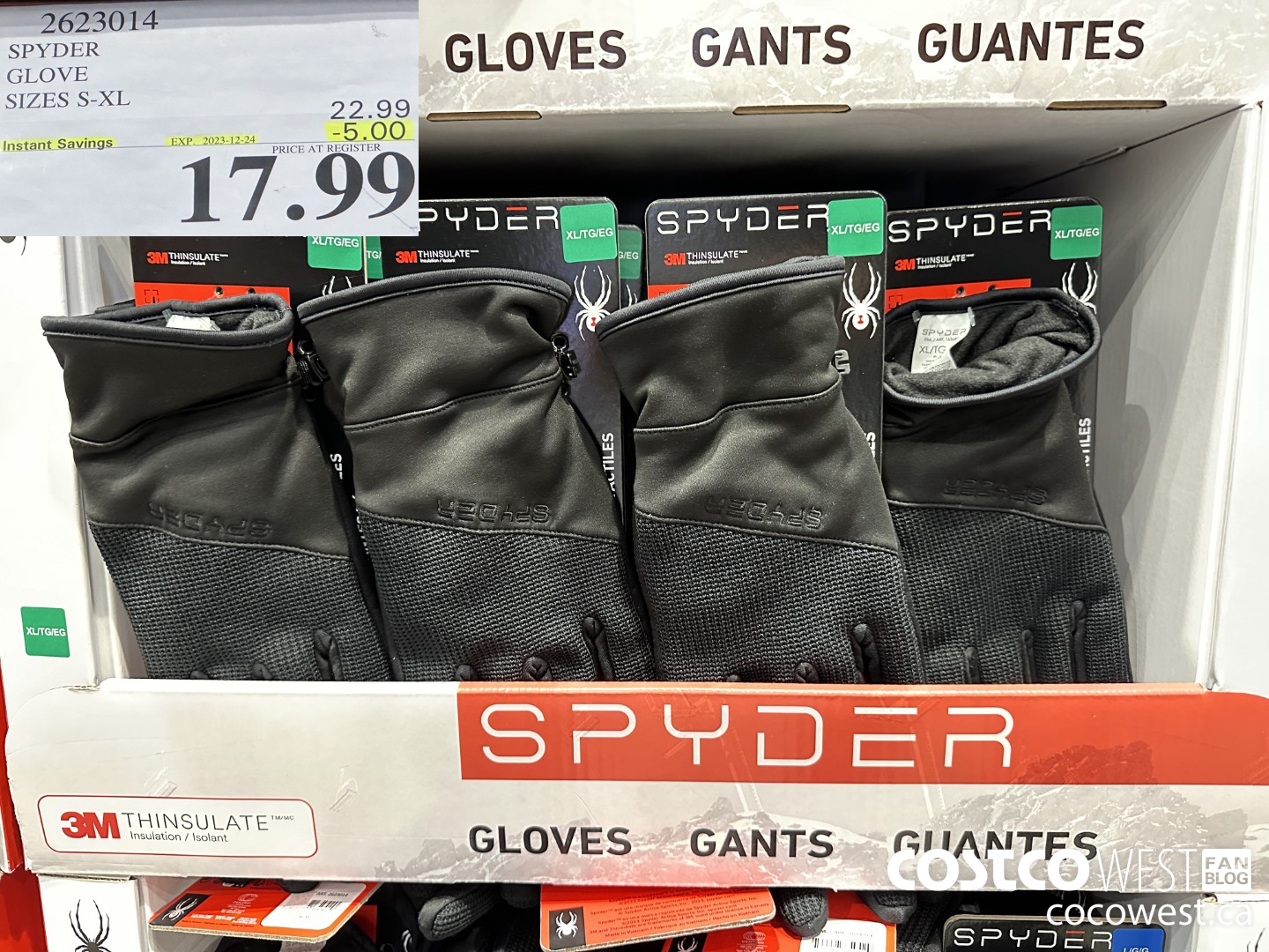2623014 SPYDER GLOVE SIZES S-XL ($5.00 INSTANT SAVINGS EXPIRES ON 2023-12-24) $17.99