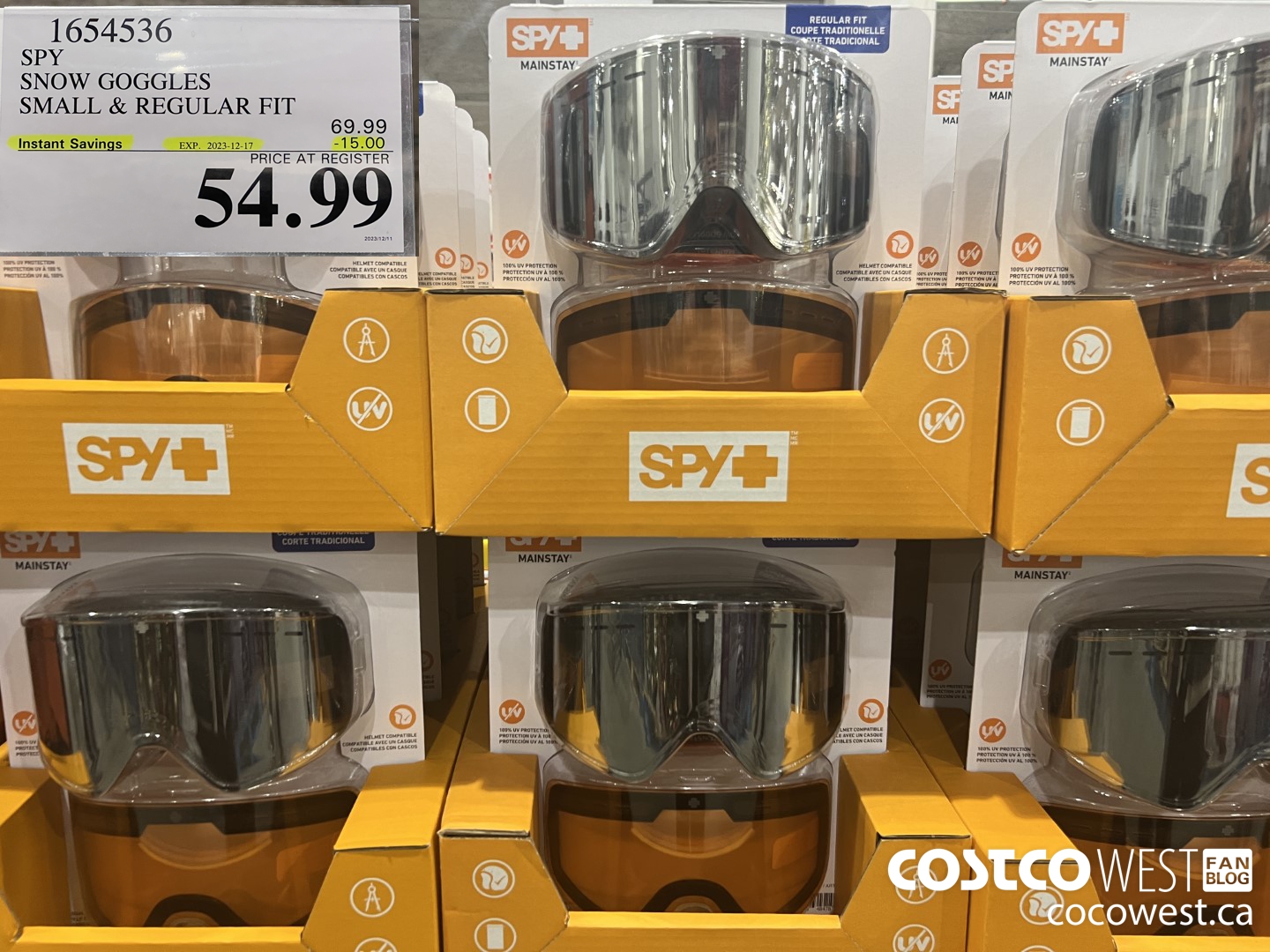 1654536 SPY SNOW GOGGLES SMALL & REGULAR FIT ($15.00 INSTANT SAVINGS EXPIRES ON 2023-12-17) $54.99