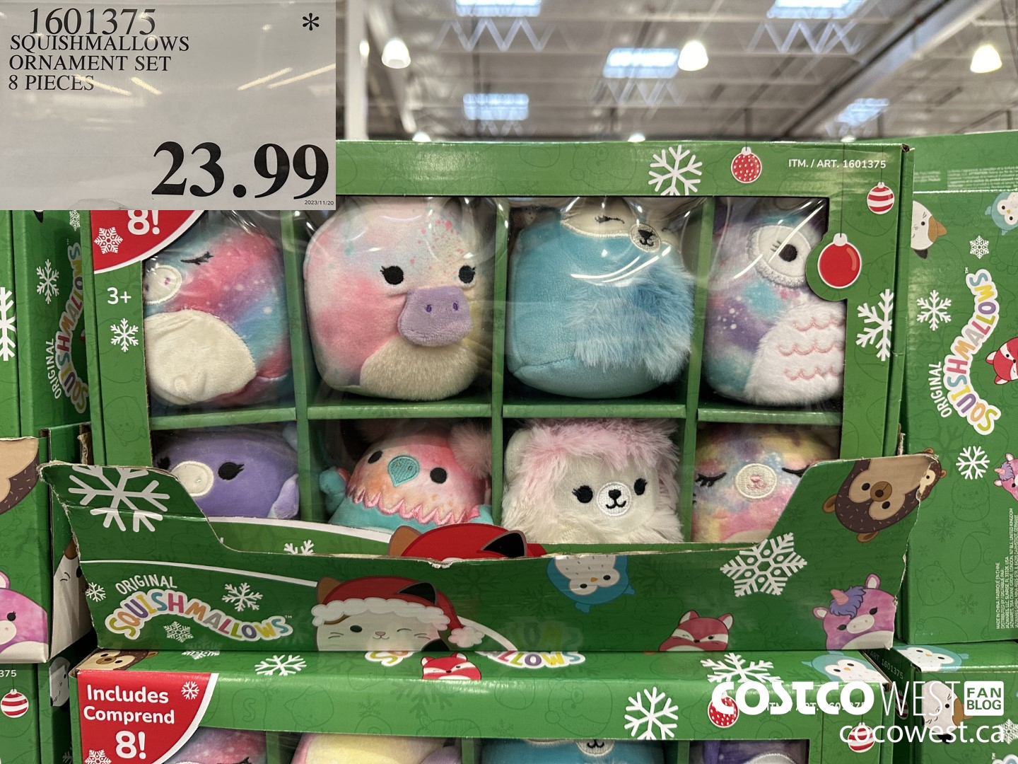 1601375 SQUISHMALLOWS ORNAMENT SET 8 PIECES $23.99