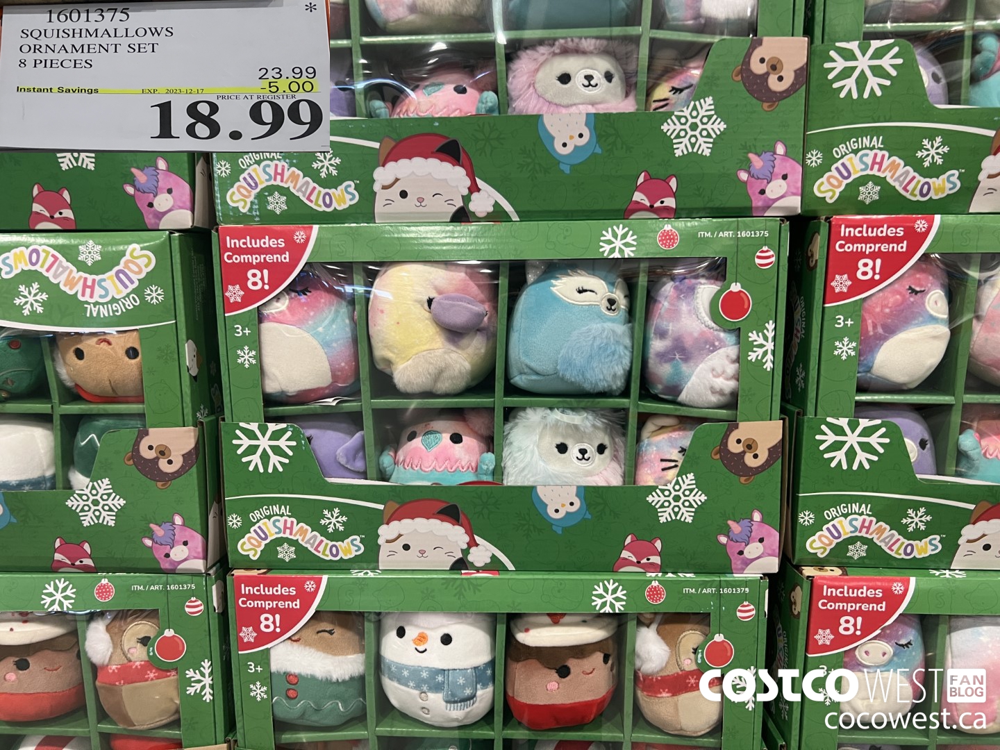1601375 SQUISHMALLOWS ORNAMENT SET 8 PIECES ($5.00 INSTANT SAVINGS EXPIRES ON 2023-12-17) $18.99