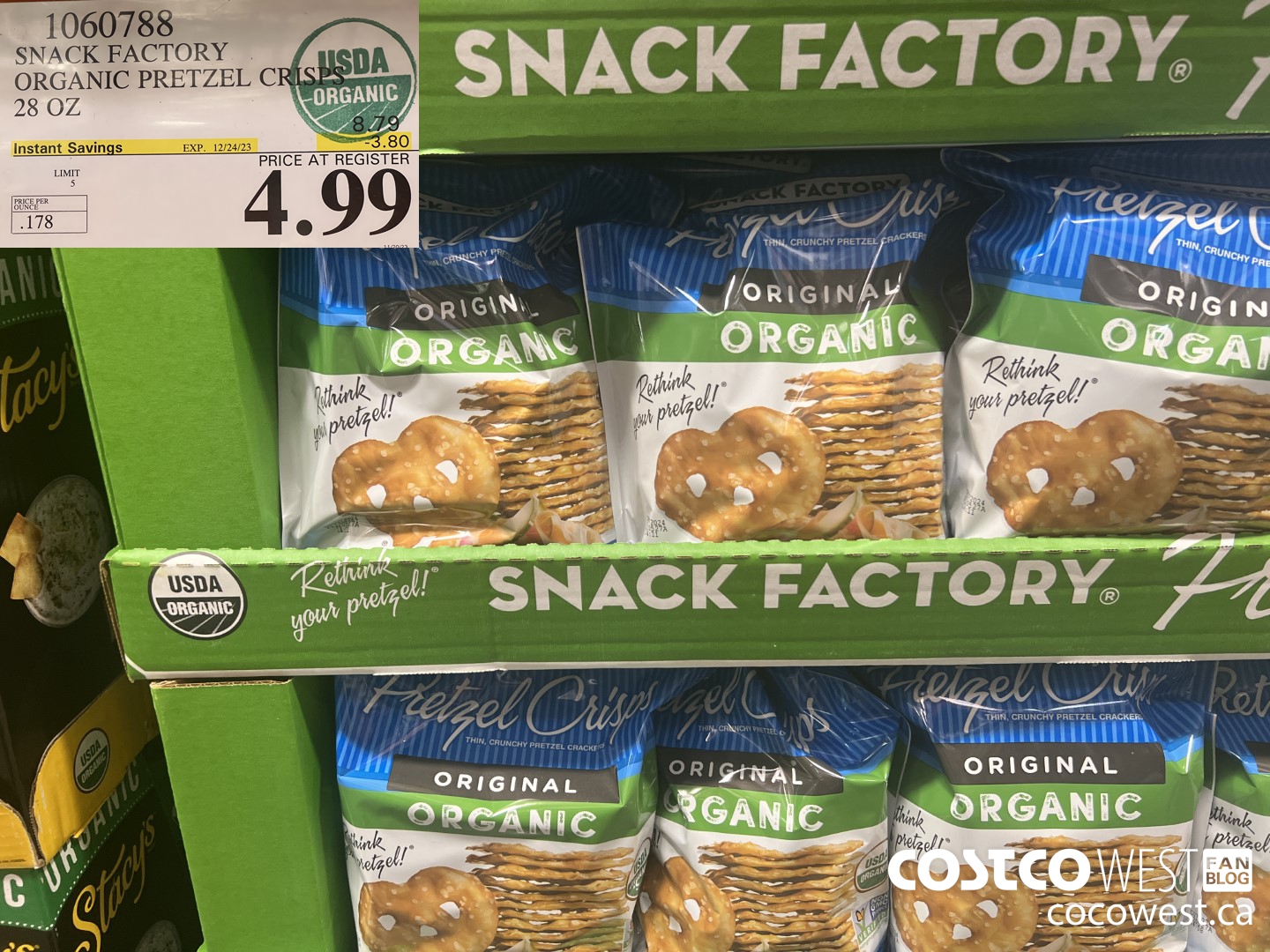 1060788 STACK FACTORY ORGANIC PRETZEL CRISPS 28 OZ ($3.80 INSTANT SAVINGS EXPIRES ON 2023-12-24) $4.99