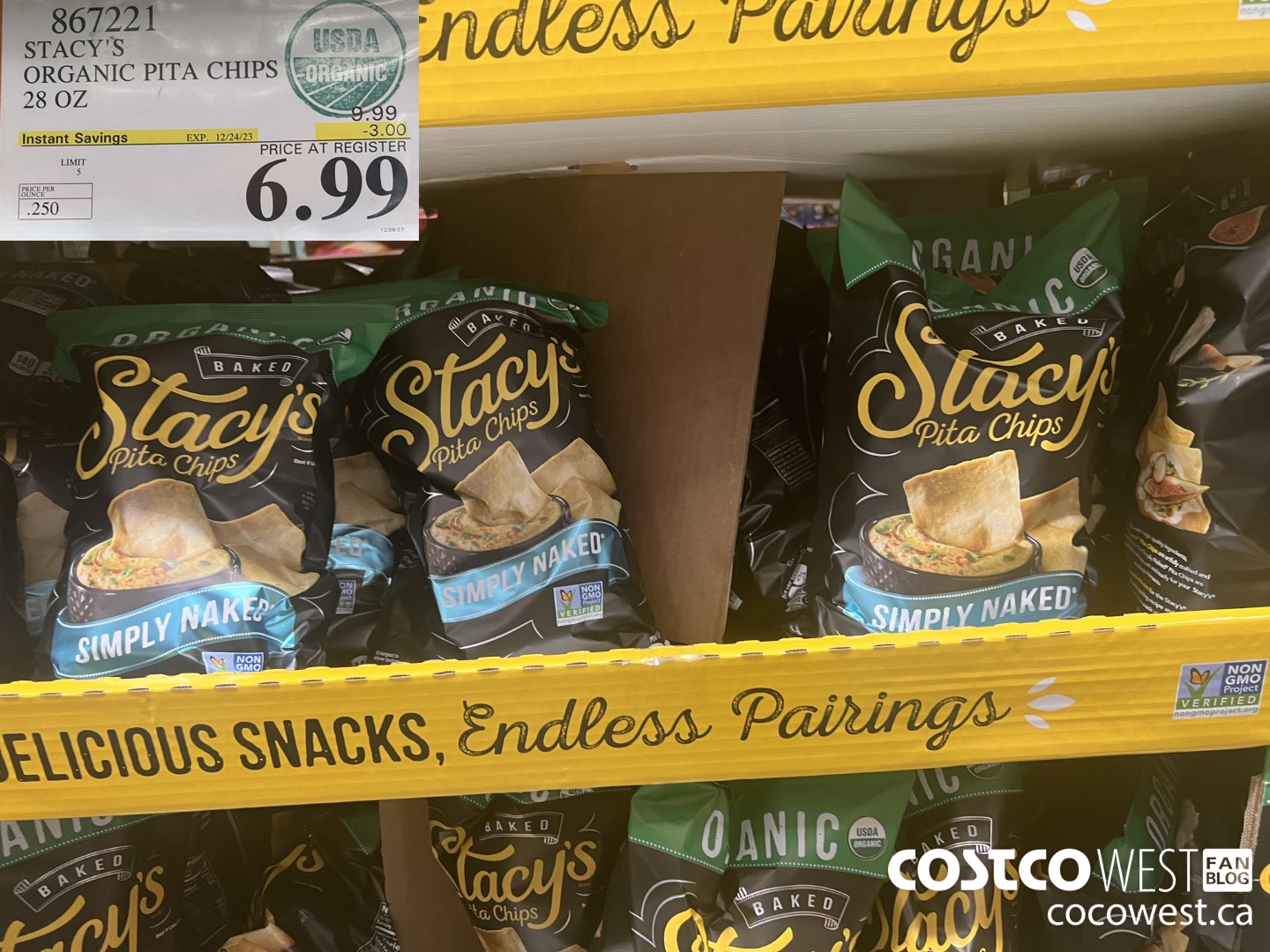 867221 STACY'S ORGANIC PITA CHIPS 28 OZ ($3.00 INSTANT SAVINGS EXPIRES ON 2023-12-24) $6.99