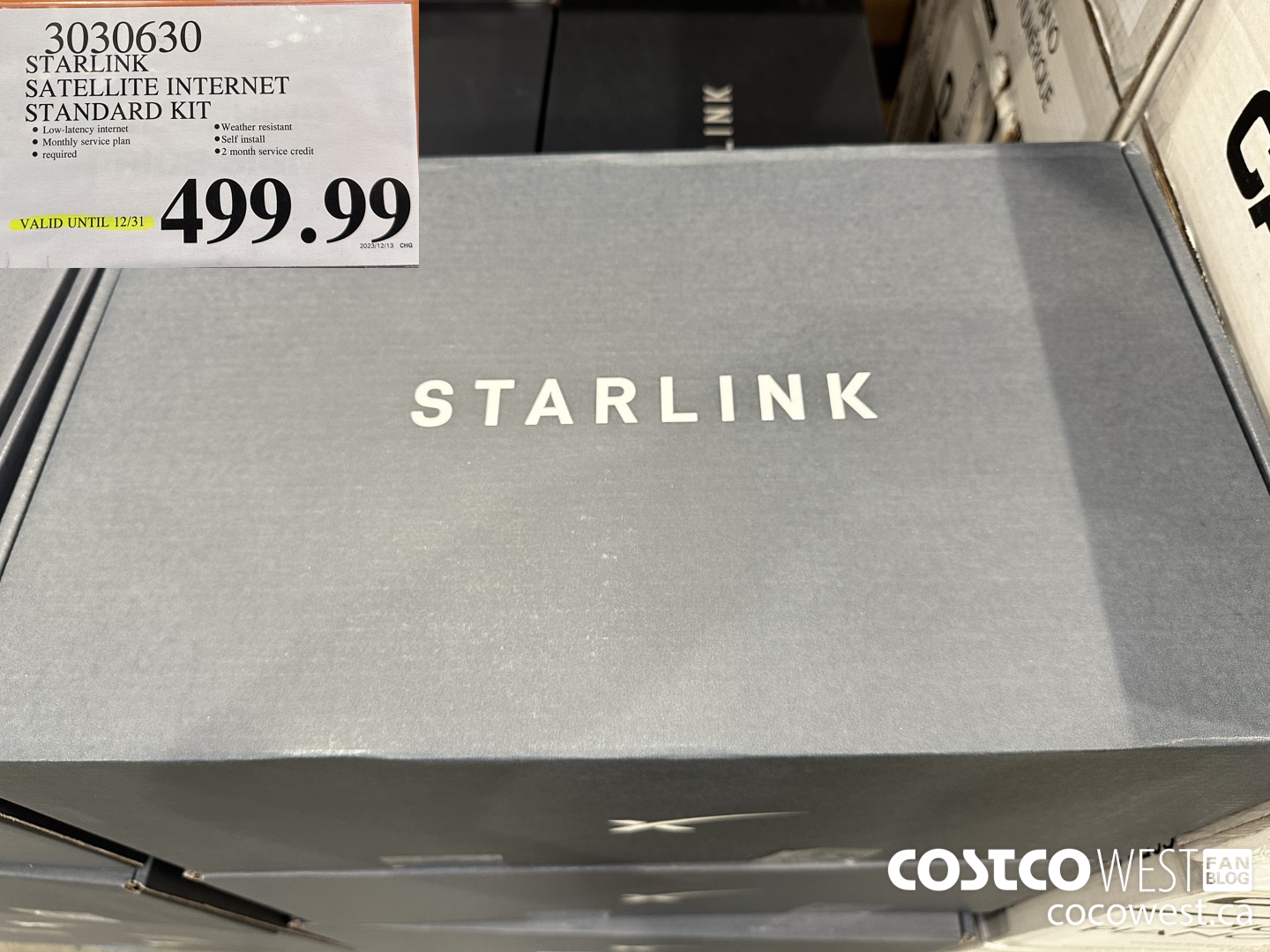 3030630 STARLINK SATELLITE INTERNET STANDARD KIT (EXPIRES ON 2023-12-31) $499.99