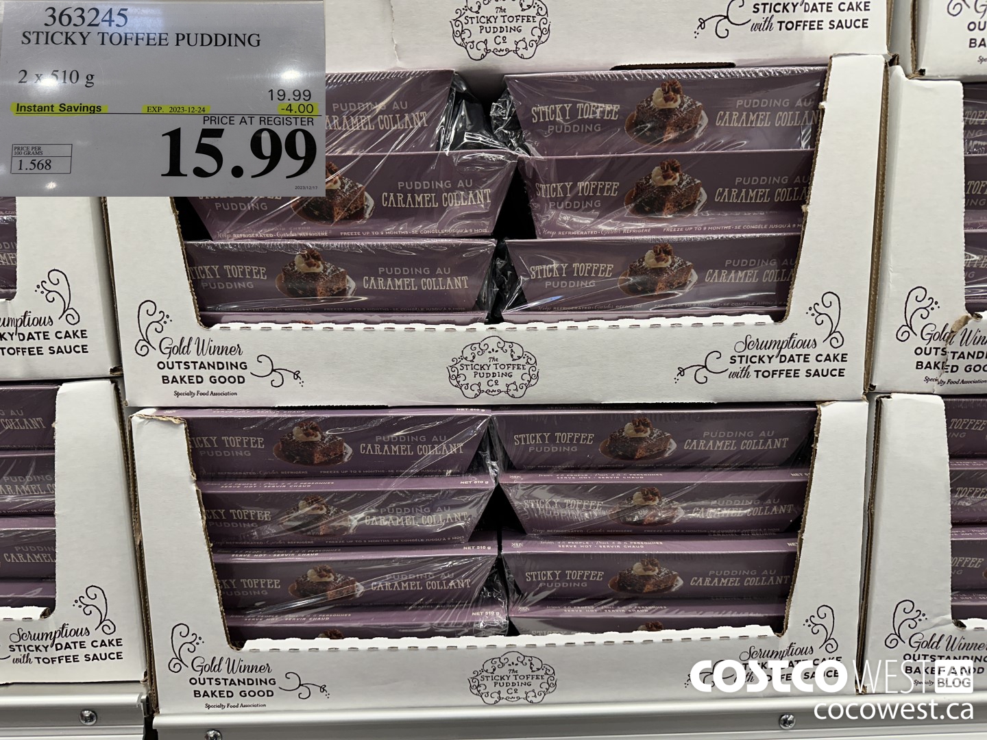 363245 STICKY TOFFEE PUDDING 2 X 510 G ($4.00 INSTANT SAVINGS EXPIRES ON 2023-12-24) $15.99