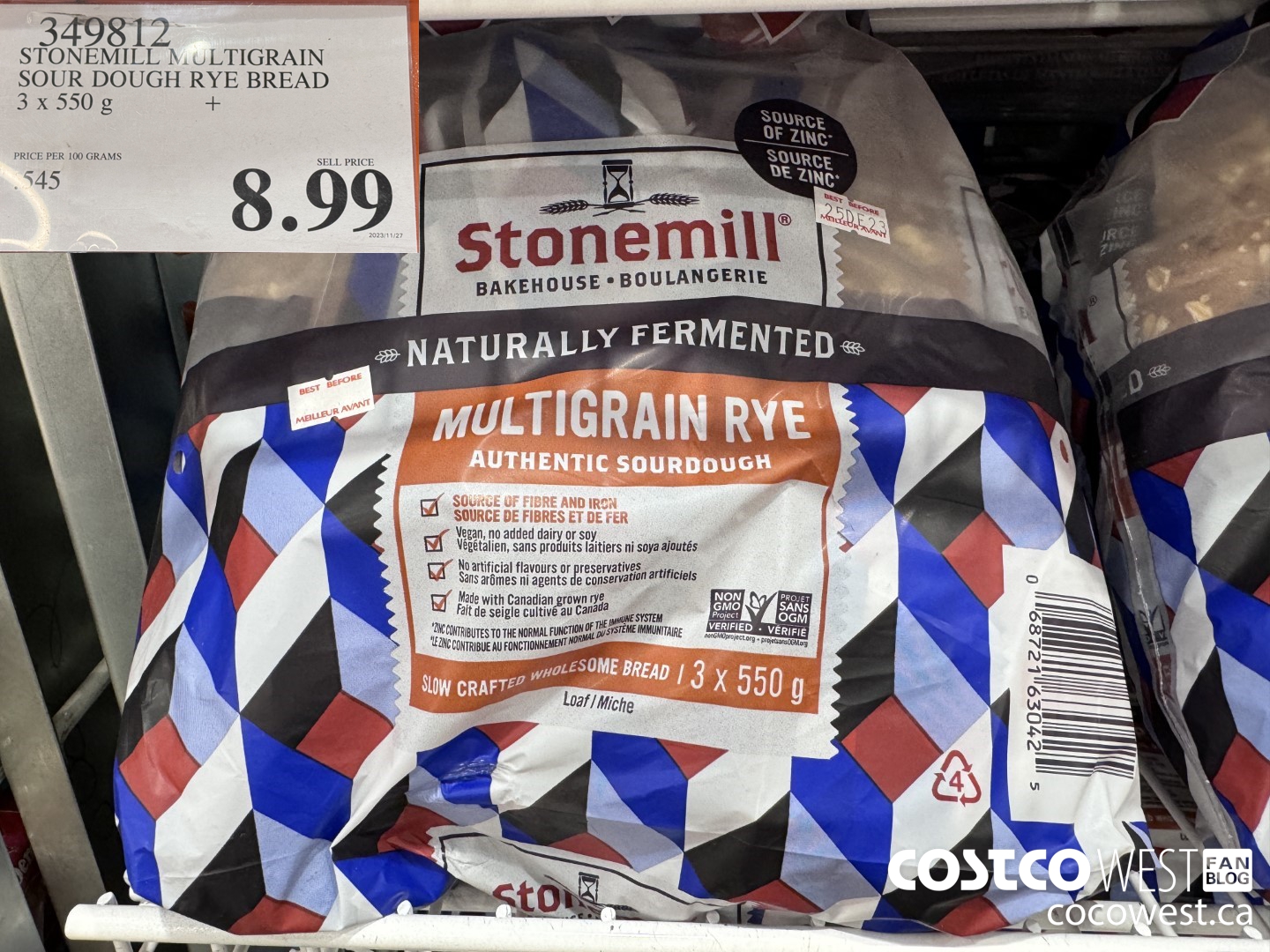 349812 STONEMILL MULTIGRAIN SOUR DOUGH RYE BREAD 3 x 550 g $8.99