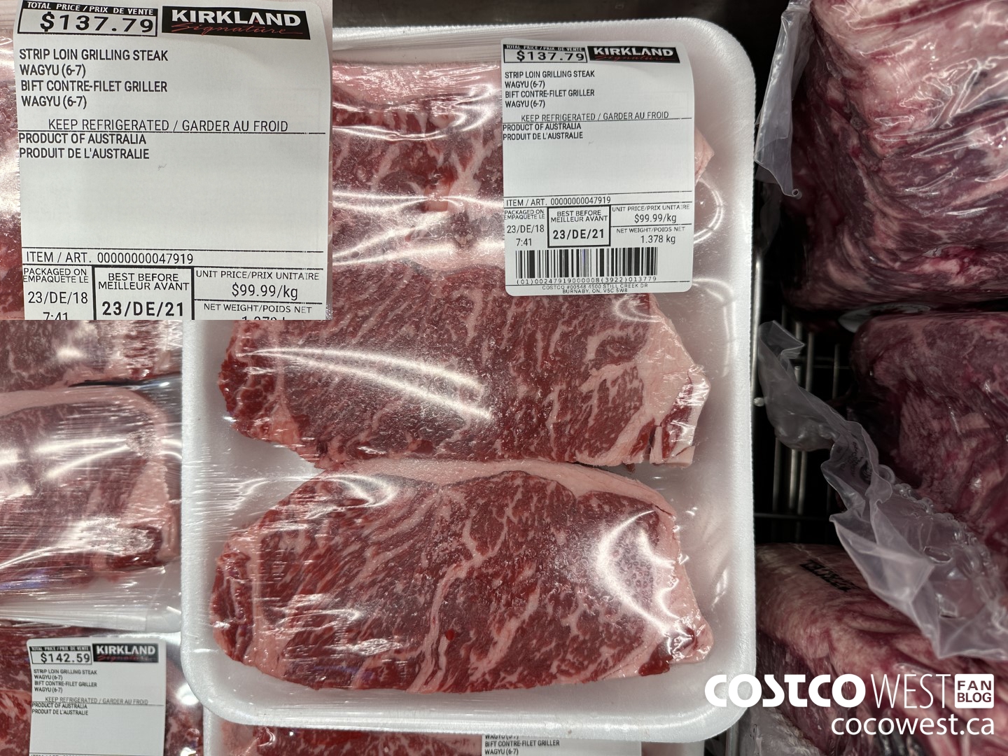 47919 STRIP LOIN GRILLING STEAK WAGUY $99.99