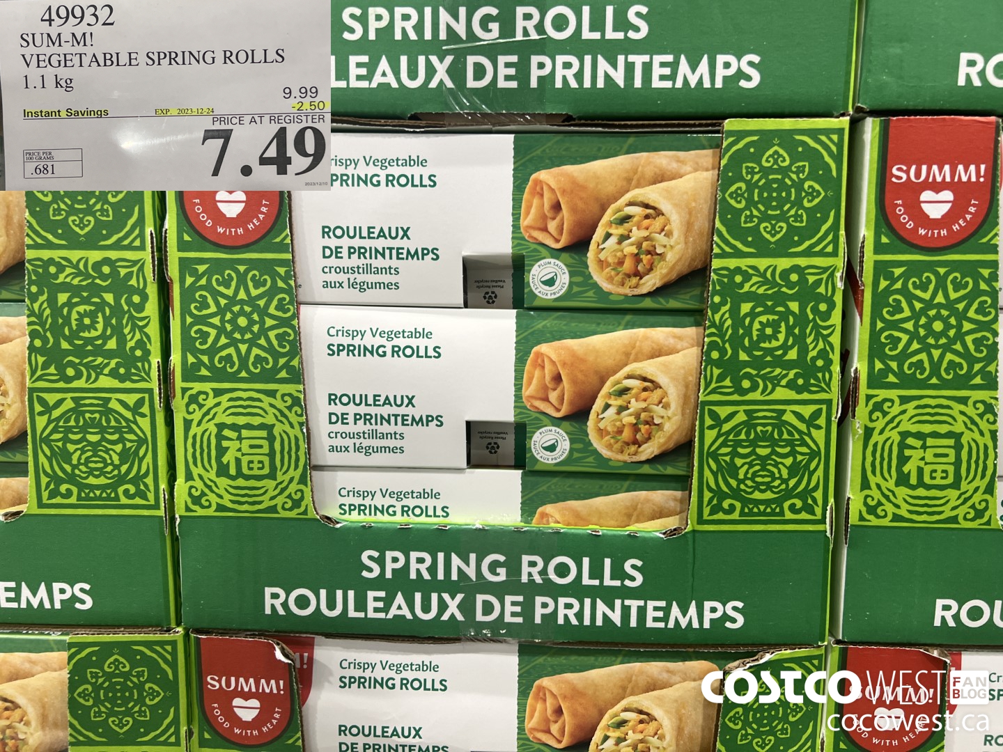 49932 SUM-M! VEGETABLE SPRING ROLL 1 kg ($2.50 INSTANT SAVINGS EXPIRES ON 2023-12-24) $7.49