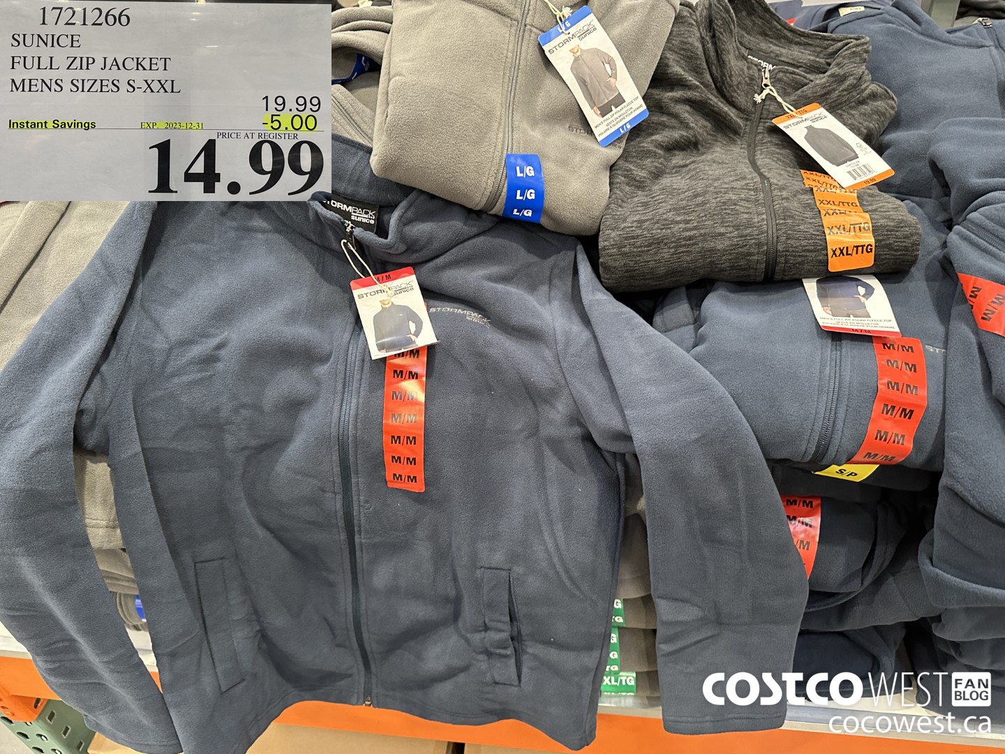 1721266 SUNICE FULL ZIP JACKET MENS SIZES S-XXL ($5.00 INSTANT SAVINGS EXPIRES ON 2023-12-31) $14.99