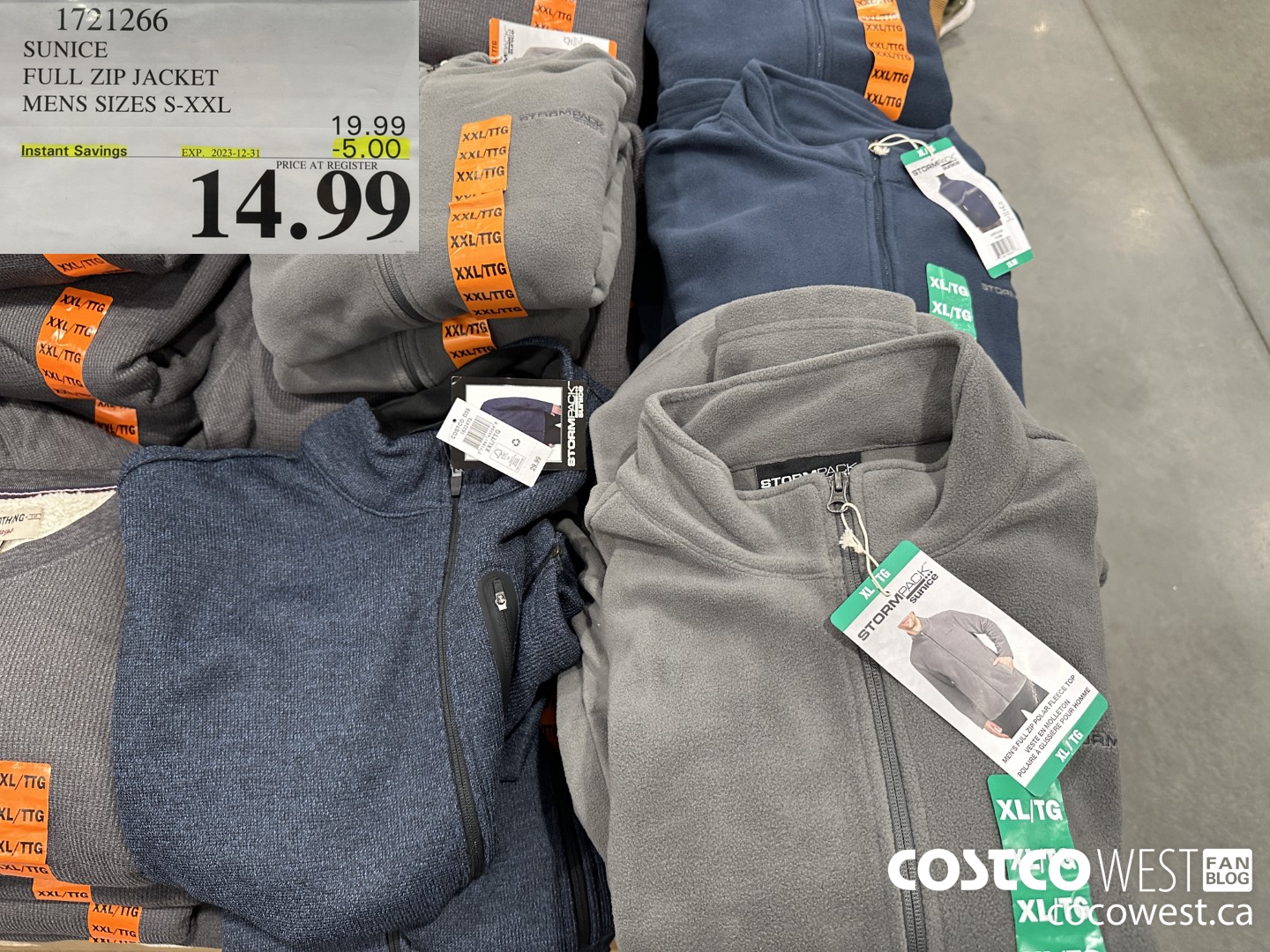 1721266 SUNICE FULL ZIP JACKET MENS SIZES S-XXL ($5.00 INSTANT SAVINGS EXPIRES ON 2023-12-31) $14.99