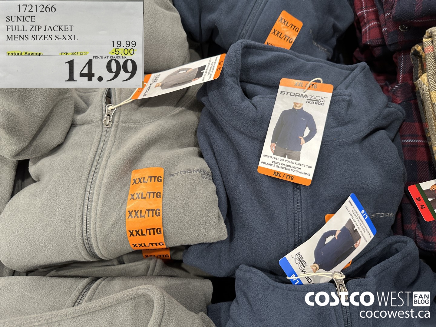 1721266 SUNICE FULL ZIP JACKET MENS SIZES S-XXL ($5.00 INSTANT SAVINGS EXPIRES ON 2023-12-31) $14.99