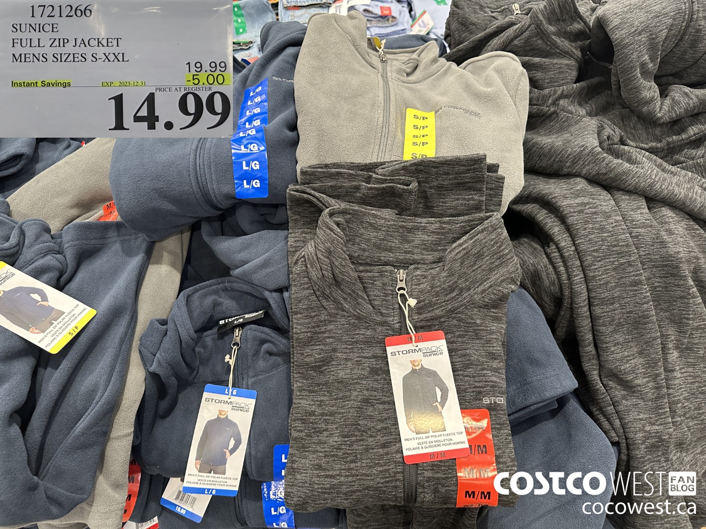 1721266 SUNICE FULL ZIP JACKET MENS SIZES S-XXL ($5.00 INSTANT SAVINGS EXPIRES ON 2023-12-31) $14.99