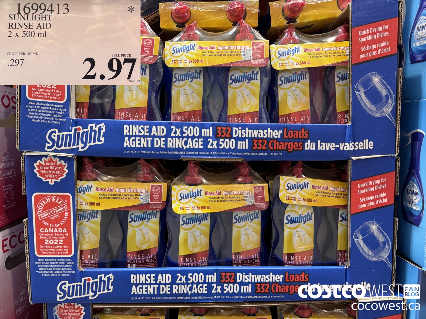 1699413 SUNLIGHT RINSE AID 2 x 500 ml  $2.97