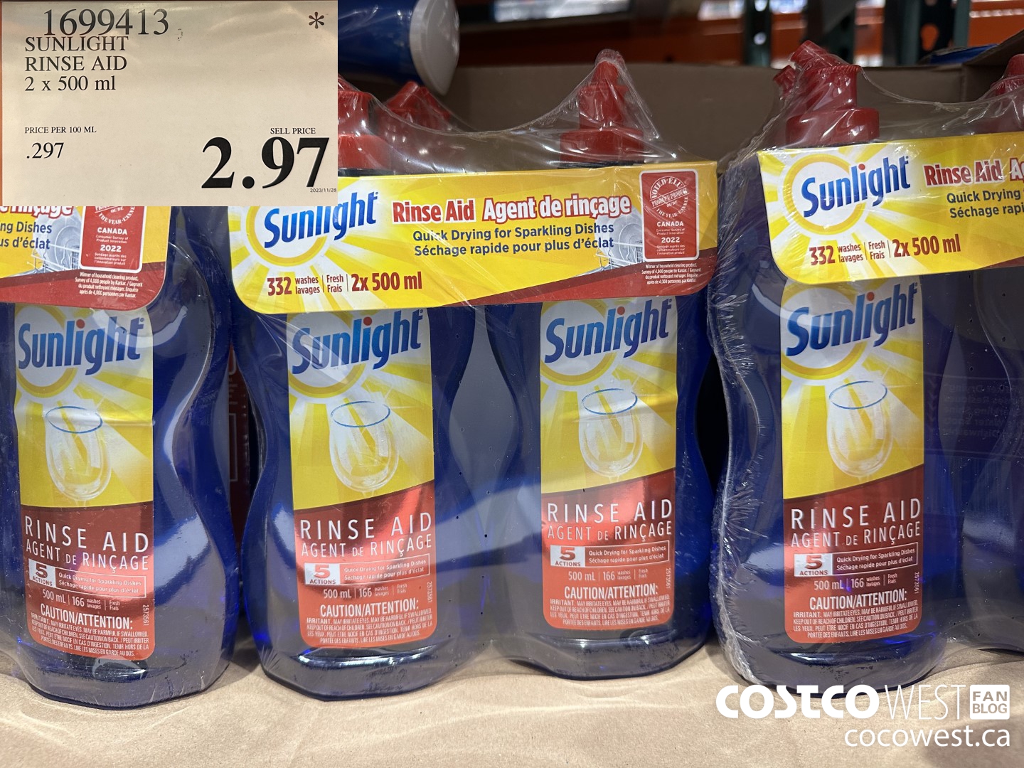 1699413 SUNLIGHT RINSE AID 2 x 500 ml  $2.97