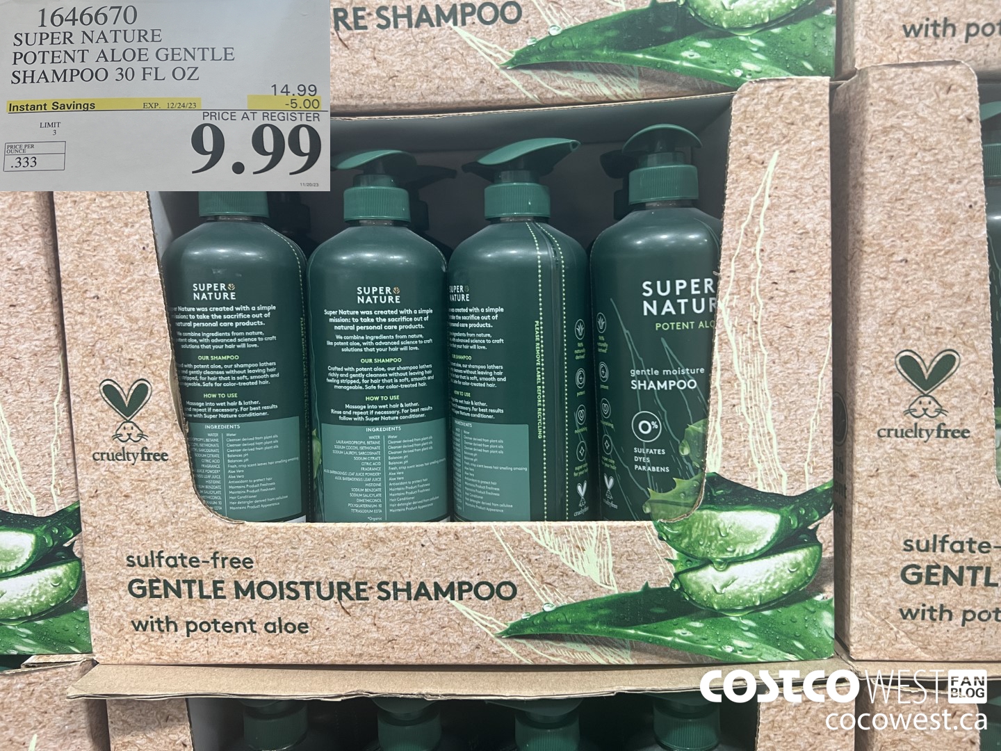 1646670 SUPER NATURE POTENT ALOE GENTLE SHAMPOO 30 FL OZ ($5.00 INSTANT SAVINGS EXPIRES ON 2023-12-24) $9.99