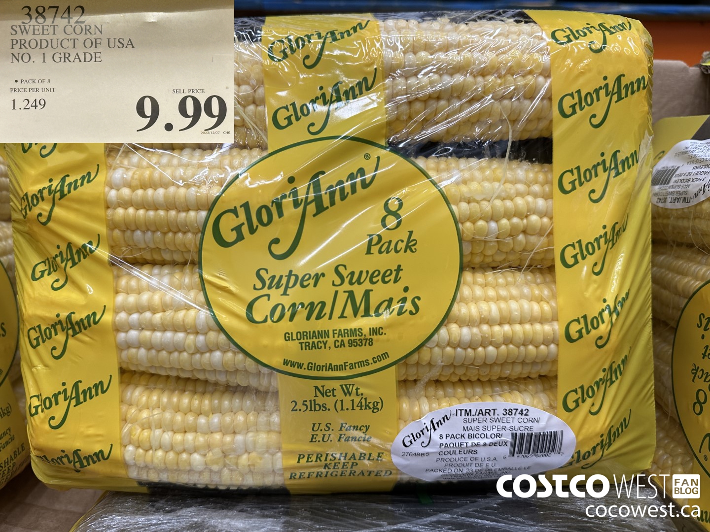 38742 SWEET CORN PRODUCT OF USA NO. 1 GRADE $9.99