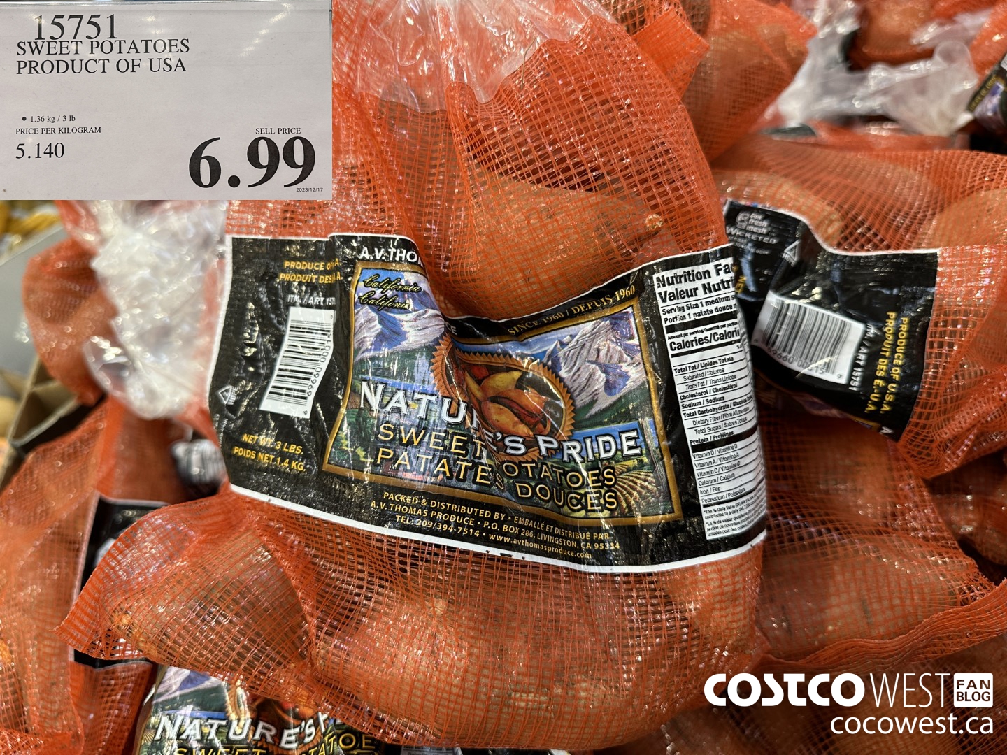 15751 SWEET POTATOES PRODUCT OF USA $6.99