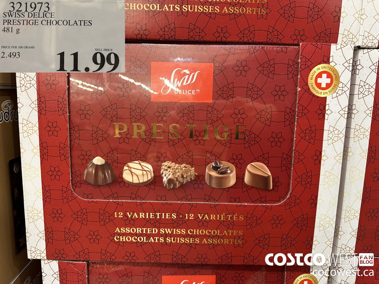 321973 SWISS DELICE PRESTIGE CHOCOLATES 481 G $11.99