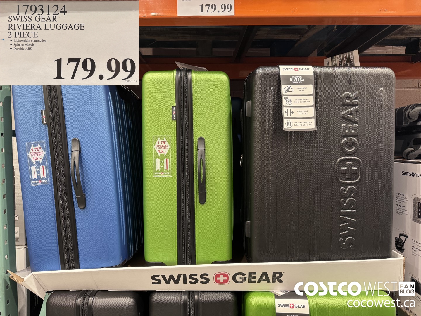 1793124 SWISS GEAR RIVIERA LUGGAGE 2 PIECE $179.99