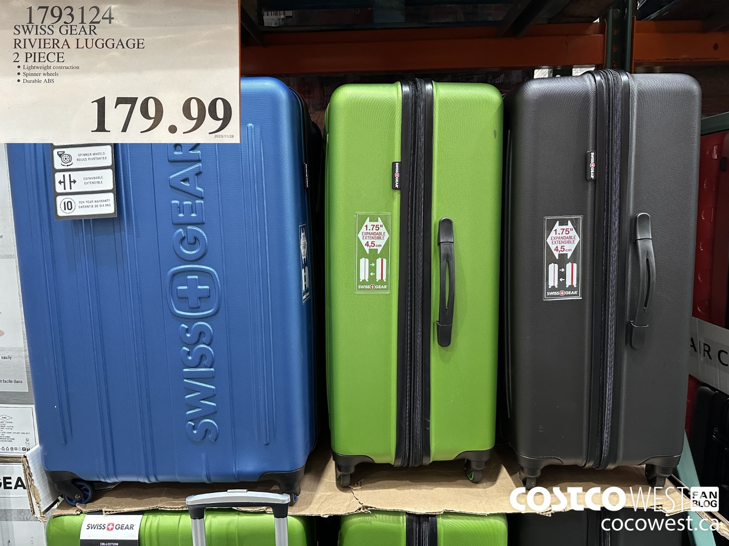 1793124 SWISS GEAR RIVIERA LUGGAGE 2 PIECE $179.99