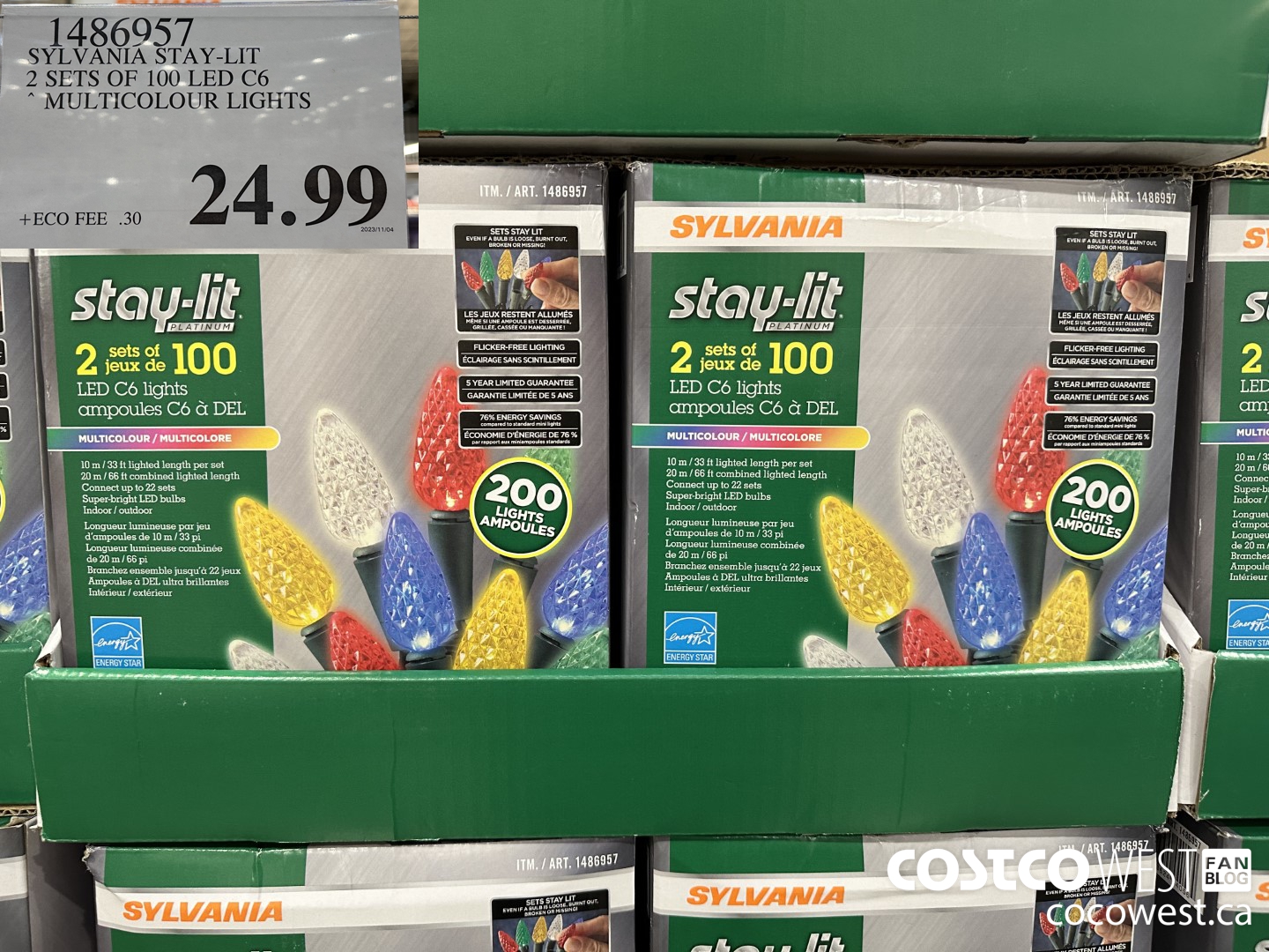 1486957 SYLVANIA STAY-LIT 2 SETS OF 100 LED C6 MULTICOLOUR LIGHTS  $24.99