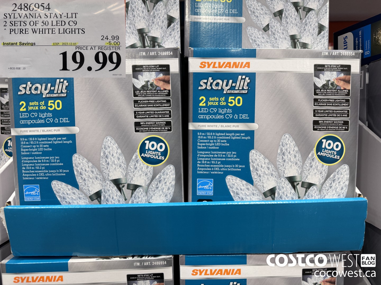 2486954 SYLVANIA STAY-LIT 2 SETS OF 50 LED C9 PURE WHITE ($5.00 INSTANT SAVINGS EXPIRES ON 2023-12-03) $19.99