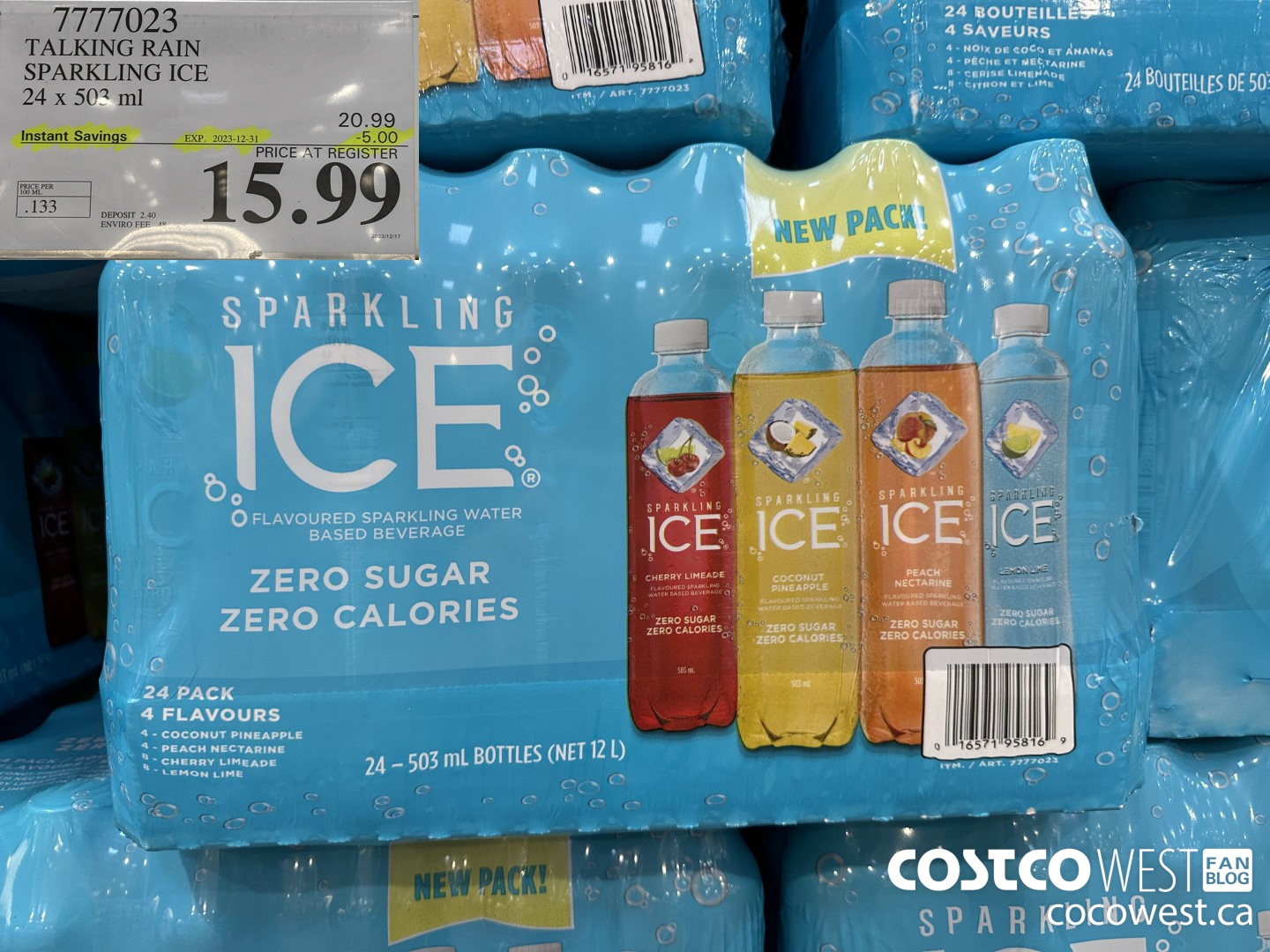 7777023 TALKING RAIN SPARKLING ICE 24 X 503ML ($5.00 INSTANT SAVINGS EXPIRES ON 2023-12-31) $15.99