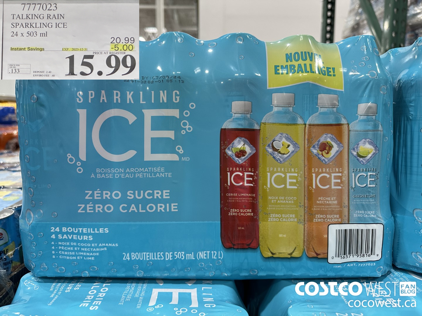 7777023 TALKING RAIN SPARKLING ICE 24 X 503ML ($5.00 INSTANT SAVINGS EXPIRES ON 2023-12-31) $15.99