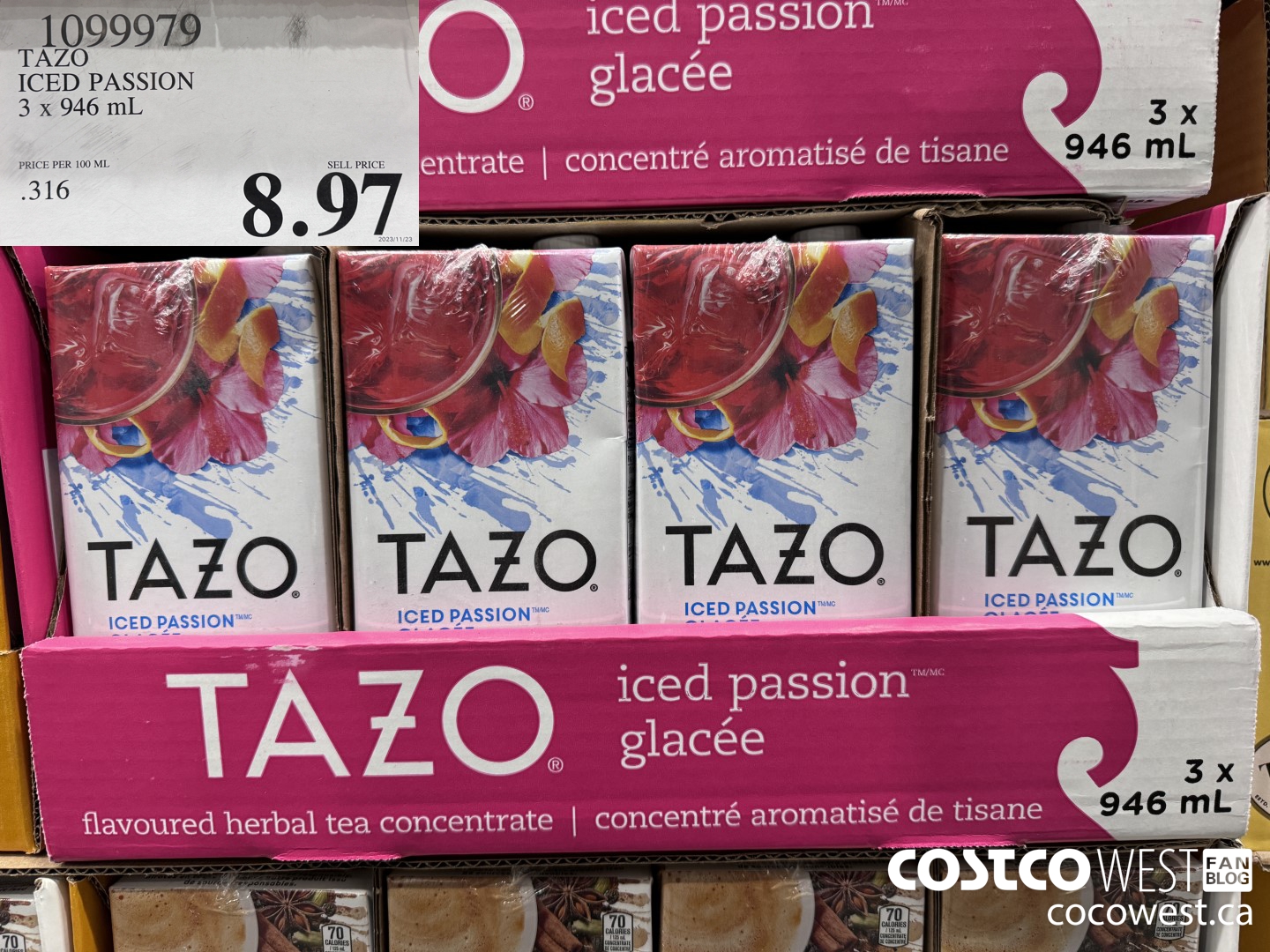 1099979 TAZO ICED PASSION 3 x 946 mL $8.97