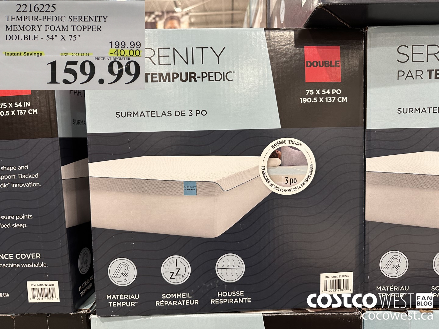 2216225 TEMPUR-PEDIC SERENITY MEMORY FOAM TOPPER DOUBLE 54