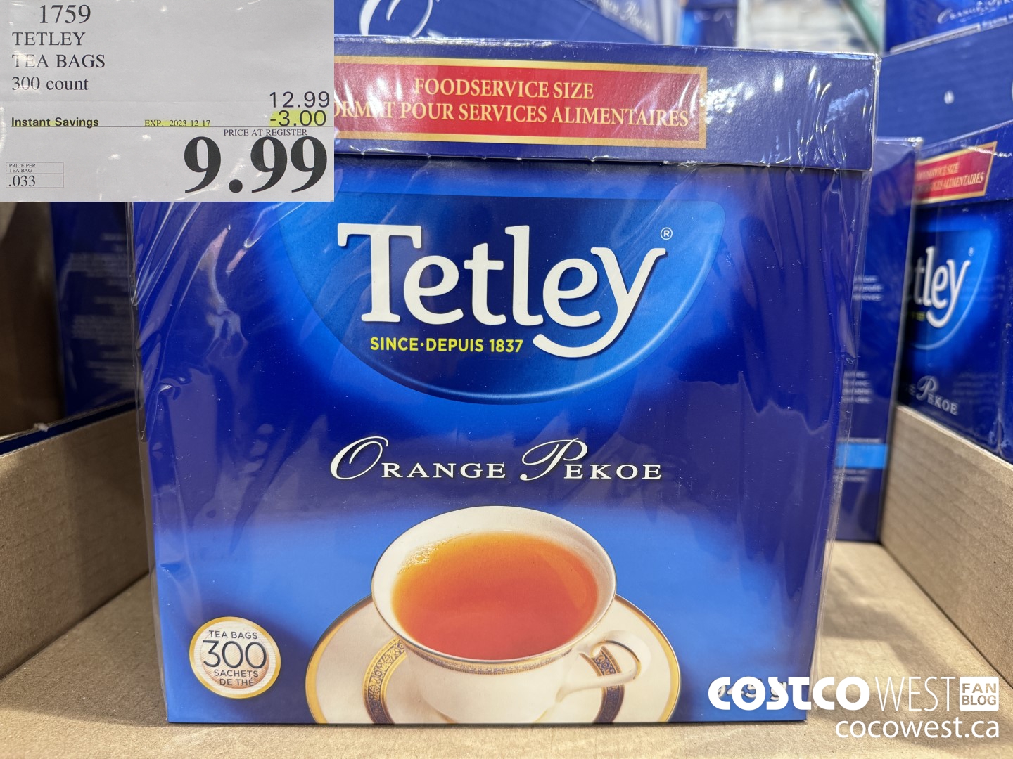 1759 TETLEY TEA BAGS 300 COUNT ($3.00 INSTANT SAVINGS EXPIRES ON 2023-12-17) $9.39
