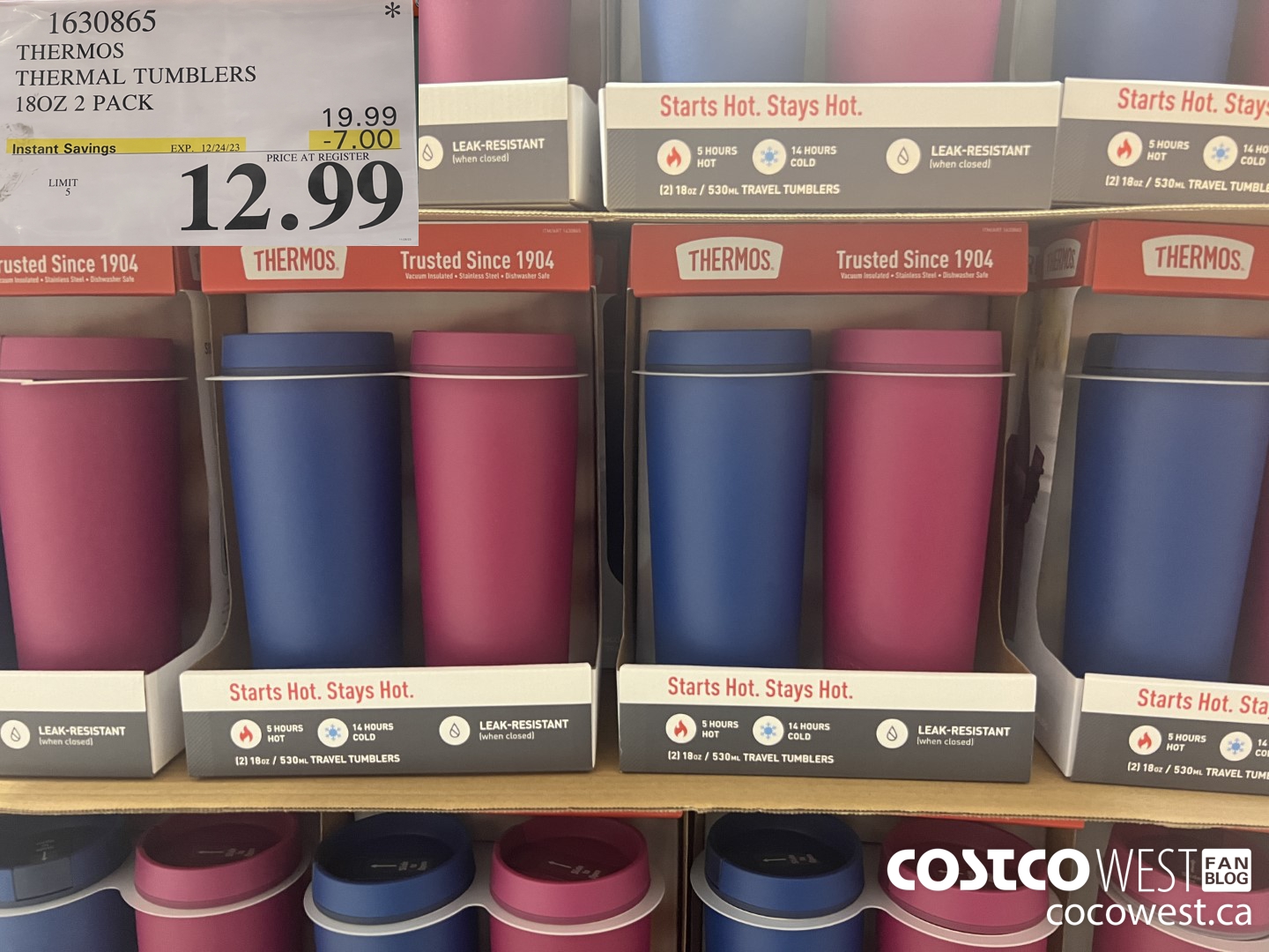 1630865 THERMOS THERMAL TUMBLERS 18OZ 2 PACK ($7.00 INSTANT SAVINGS EXPIRES ON 2023-12-24) $12.99