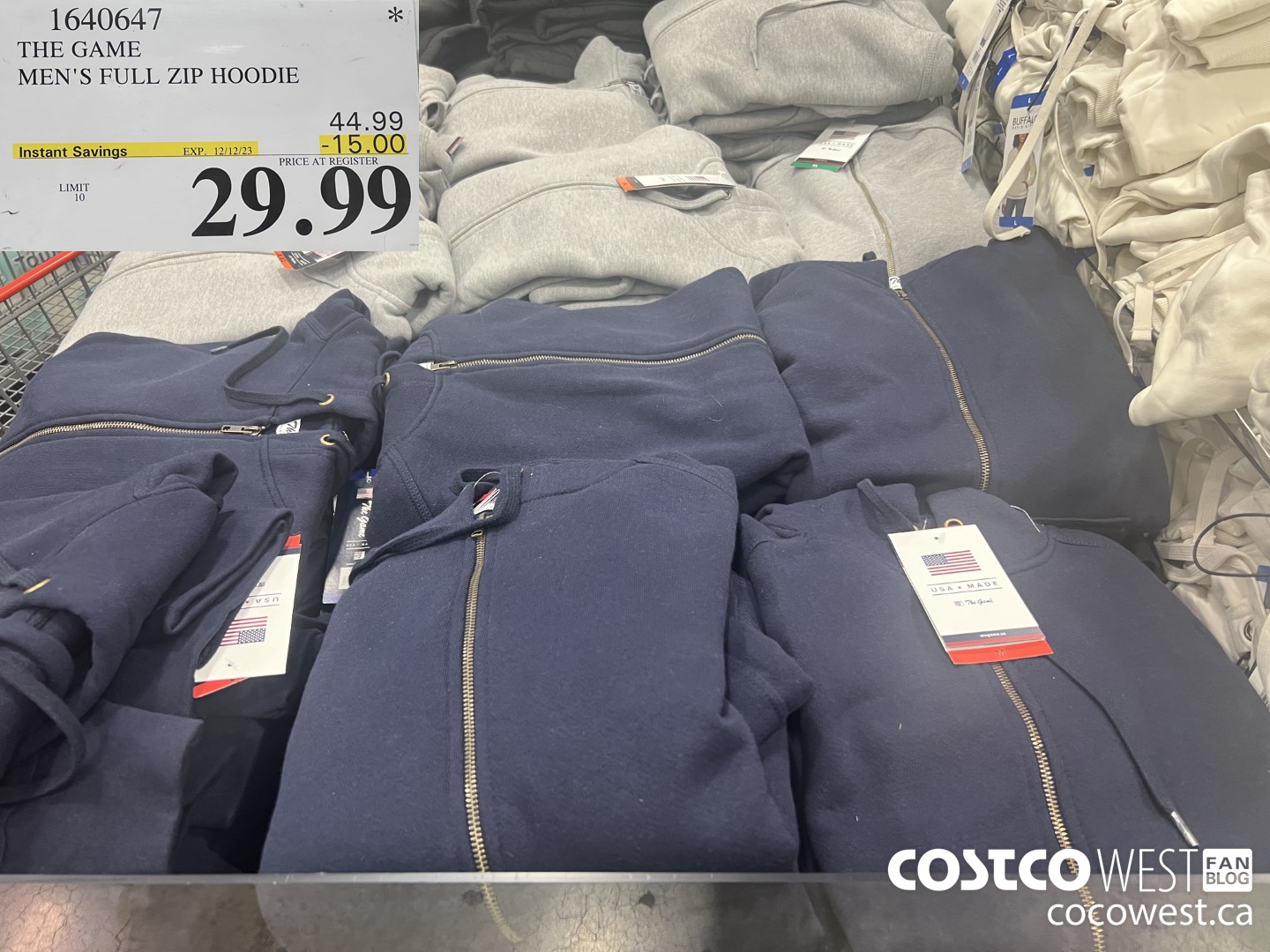 1640647 THE GAME MEN'S FULL ZIP HOODIE ($15.00 INSTANT SAVINGS EXPIRES ON 2023-12-12) $29.99