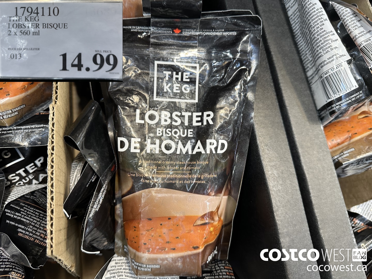 1794110 THE KEG LOBSTER BISQUE 2 X 560 ML $14.99