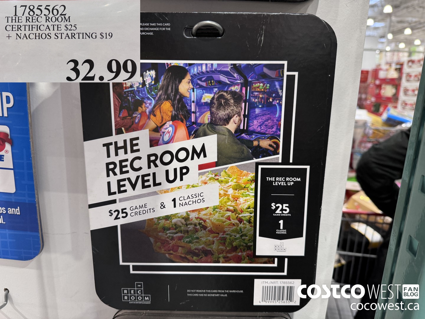 1785562 THE REC ROOM CERTIFICATE $25 + NACHOS STARTING $19 $32.99