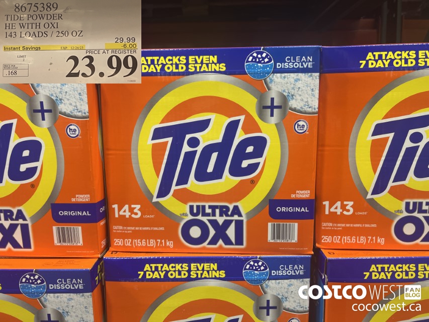 8675389 TIDE POWDER HE WITH OXI 143 LOADS / 250 OZ ($6.00 INSTANT SAVINGS EXPIRES ON 2023-12-24) $23.99