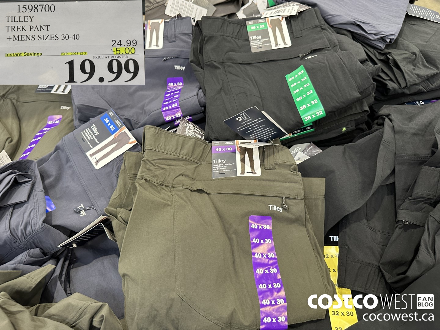 1598700 TILLEY TREK PANT MENS SIZES 30-40 ($5.00 INSTANT SAVINGS EXPIRES ON 2023-12-31) $19.99