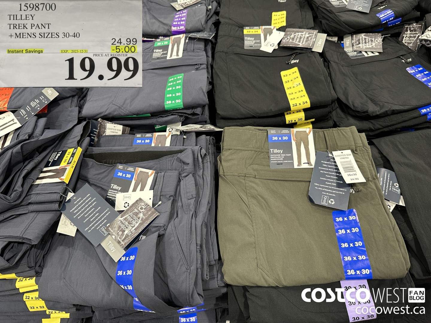 1598700 TILLEY TREK PANT MENS SIZES 30-40 ($5.00 INSTANT SAVINGS EXPIRES ON 2023-12-31) $19.99