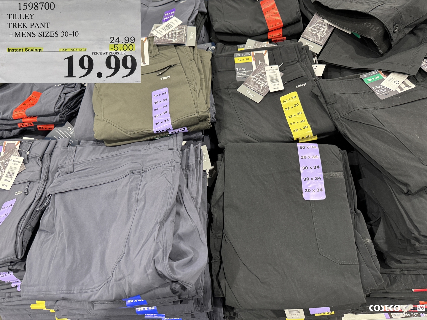 1598700 TILLEY TREK PANT MENS SIZES 30-40 ($5.00 INSTANT SAVINGS EXPIRES ON 2023-12-31) $19.99
