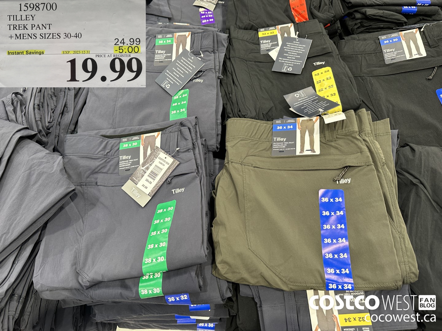 1598700 TILLEY TREK PANT MENS SIZES 30-40 ($5.00 INSTANT SAVINGS EXPIRES ON 2023-12-31) $19.99